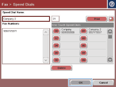 Speed dials screen graphic