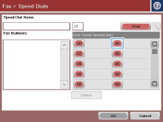 Speed dials screen graphic